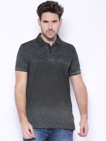 Roadster Printed Men's Polo Neck Grey T-Shirt