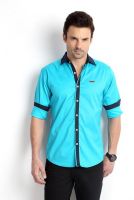 Rodid Men's Solid Casual Blue Shirt