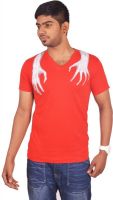 Rogue Printed Men's V-neck Red T-Shirt