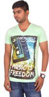 Rogue Printed Men's V-neck Light Green T-Shirt