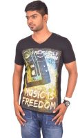 Rogue Printed Men's V-neck Black T-Shirt