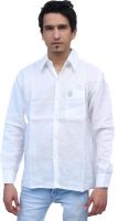 Romano Men's Solid Formal Linen White Shirt