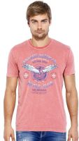 Rookies Printed Men's Round Neck Pink T-Shirt