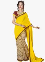 Roop Kashish Yellow Printed Saree