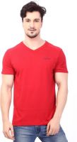 Rugby Solid Men's V-neck Red T-Shirt