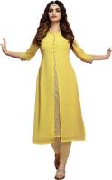 Shanaya Creations Party Embroidered Women's Kurti(Yellow)