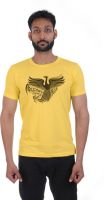 Signature Startup Accessories Printed Men's Round Neck Yellow T-Shirt
