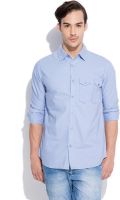 Silly People Men's Solid Casual Blue Shirt
