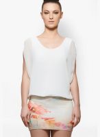 Sisley Off White Colored Printed Shift Dress