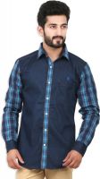 Speak Men's Solid Casual Denim Blue Shirt