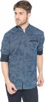 Status Quo Men's Printed Casual Blue Shirt