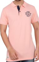 Stoke Solid Men's Polo Neck Pink T-Shirt Stoke Solid Men's Polo Neck Pink T-Shirt