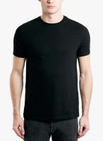 TOPMAN Black Solid Round Neck T-Shirt