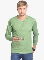Thisrupt Green Solid Henley T-Shirt