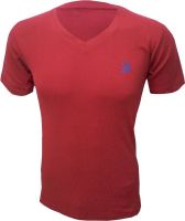 Tick Lish Solid Men's V-neck Red T-Shirt