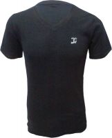 Tick Lish Solid Men's V-neck Black T-Shirt