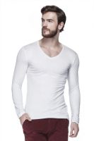 Tinted Solid Men's V-neck White T-Shirt