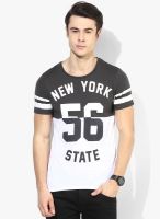 Tom Tailor Black Printed Round Neck T-Shirt