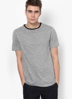 Tshirt Company Grey Solid Round Neck T-Shirts