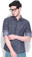United Colors of Benetton Men's Printed Casual Blue Shirt