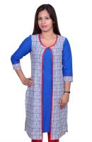 Vasudha Casual Solid Women's Kurti(Blue)