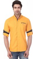 Vintage Soul Men's Solid Casual Yellow Shirt