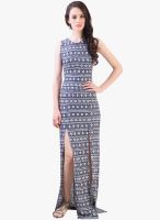 Vvine Blue Colored Printed Maxi Dress