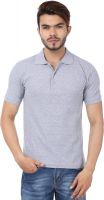 Weardo Solid Men's Polo Neck Grey T-Shirt