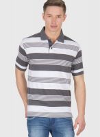 Wilkins & Tuscany Light Grey Striped Polo T-Shirts