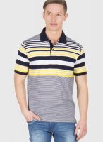 Wilkins & Tuscany Navy Blue Striped Polo T-Shirts