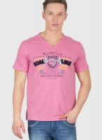 Wilkins & Tuscany Pink Printed V Neck T-Shirts