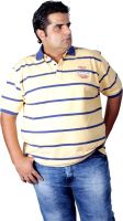 Xmex Striped Men's Polo Neck Gold T-Shirt