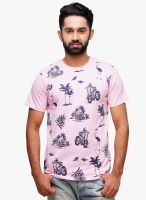 Yepme Pink Printed Round Neck T-Shirt