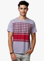 Yepme Printed Purple Round Neck T-Shirt