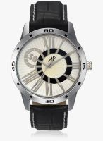 Yepme White/Black Leatherite Analog Watch