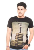 Zwizdot Printed Men's Round Neck Black T-Shirt