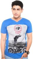Zwizdot Printed Men's V-neck Blue T-Shirt