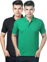 eSOUL Solid Men's Polo Neck Black, Green T-Shirt(Pack of 2) eSOUL Solid Men's Polo Neck Black, Green T-Shirt(Pack of 2)
