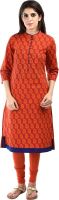 Aarr Paisley Women's Straight Kurta(Orange)