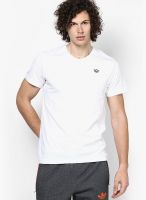 Adidas Originals White Solid V Neck T-Shirts