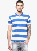 American Crew Blue Striped V Neck T-Shirt