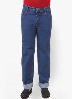 American Crew Solid Blue Comfort Fit Jeans