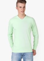 Aventura Outfitters Green Solid V Neck T-Shirts
