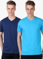 Aventura Outfitters Pack Of 2 Multicoloured Colored Solid V Neck T-Shirt