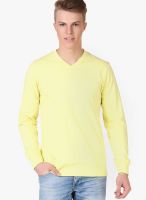 Aventura Outfitters Yellow Solid V Neck T-Shirts
