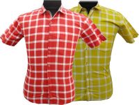 BK Black Men's Striped Casual Red, Yellow Shirt(Pack of 2)