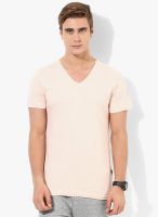 Blue Saint Pink Solid V Neck T-Shirt