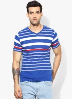 Bossini Blue Striped V Neck T-Shirt