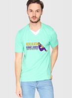 Campus Sutra Green Solid V Neck T-Shirts