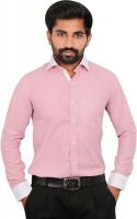 Caris Men's Striped Formal Linen Pink Shirt Caris Men's Striped Formal Linen Pink Shirt